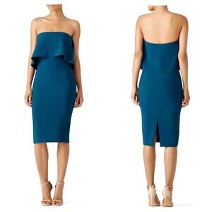 Likely Driggs Strapless Cocktail Dress Size 8 Knee Length One Shoulder Blue
